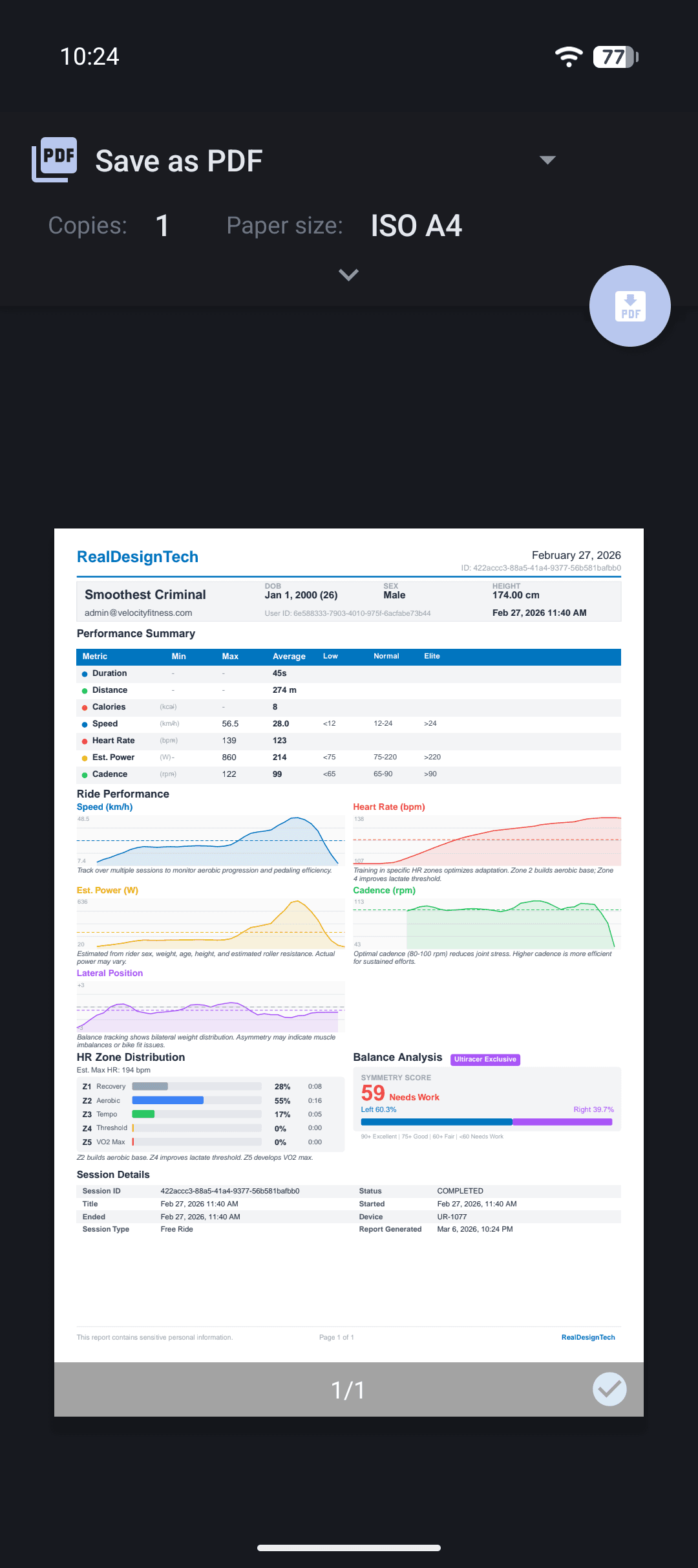 PDF report generation and preview