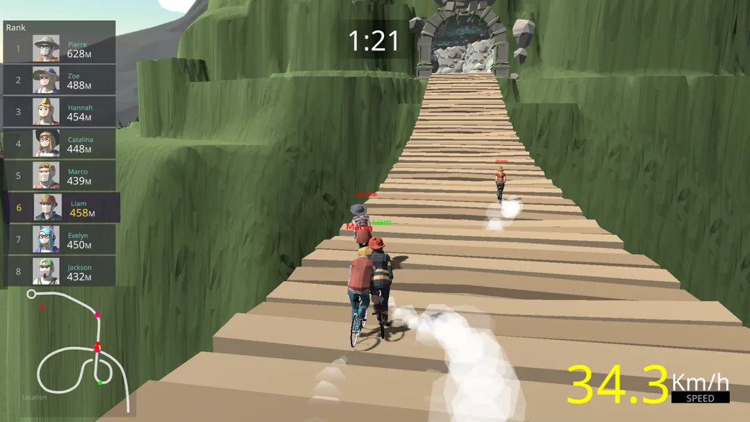 Cliff Race, Up to 8 riders in one room